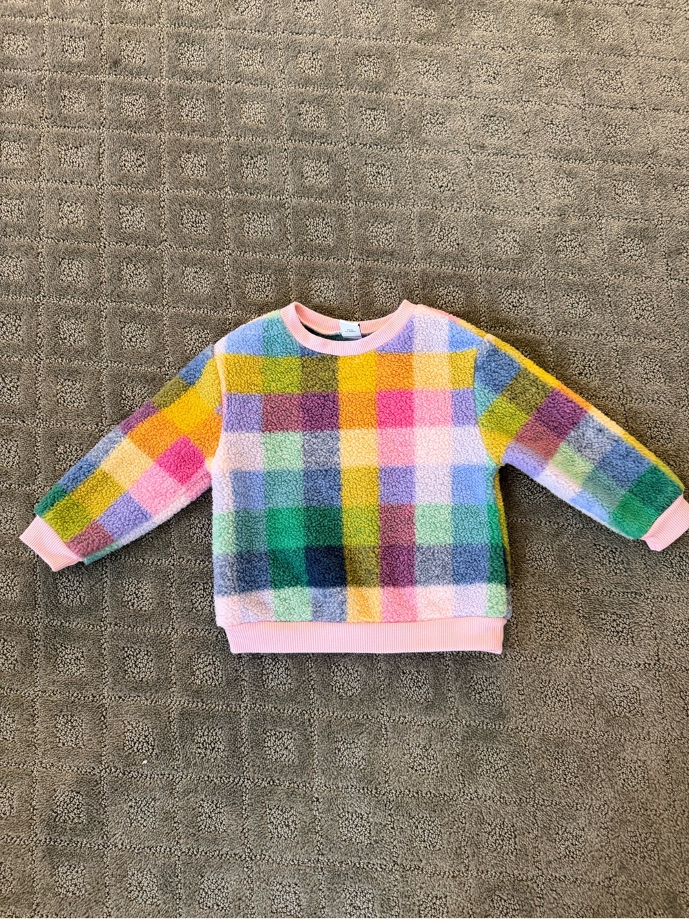 Baby Girl Old Navy Plaid Colorful Fuzzy Sweater Top size 18-24 Months